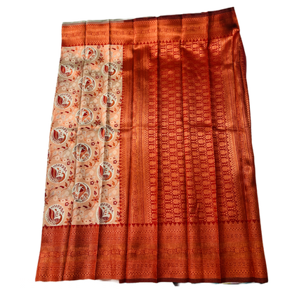 Sandal shade saree with Brown Border