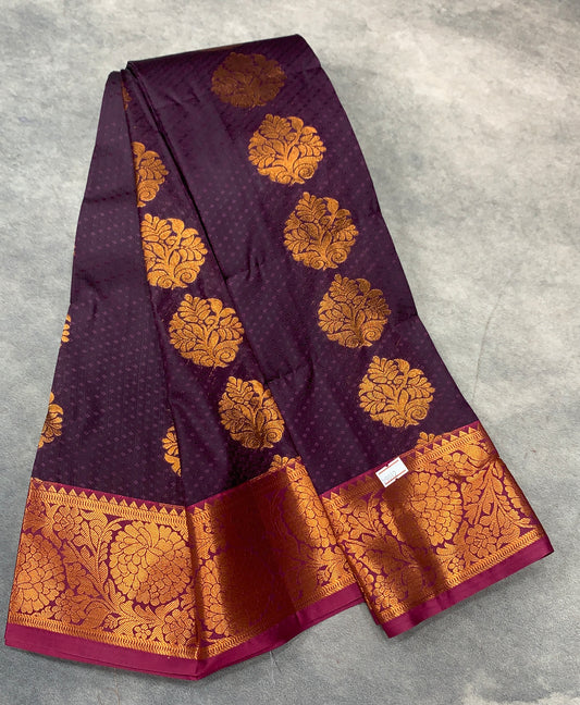 Vegan Silk Saree Navapalam Colour Saree with Copper Border