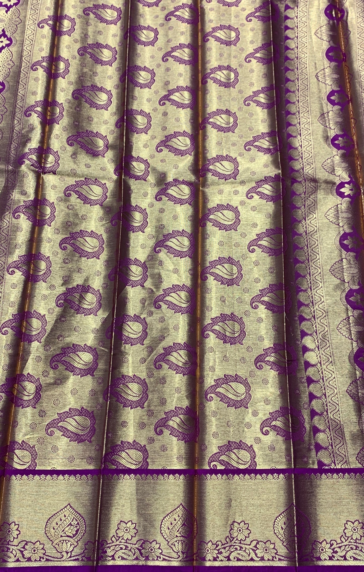 Vegan Silk Saree Mustard Colour with Pink and Copper Border