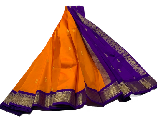 Kanchipuram Silk Saree Mango Yellow Colour