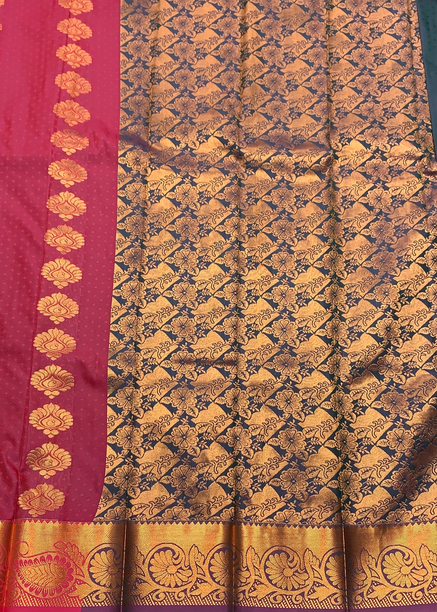 Vegan Silk Saree Maroon Colour Saree with Copper Border