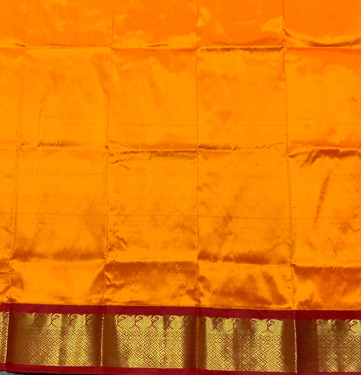 Mango Yellow Shade Pure Kanchipuram Silk Kids Pattu Pavadai with Contrast Border for age 2 to 5