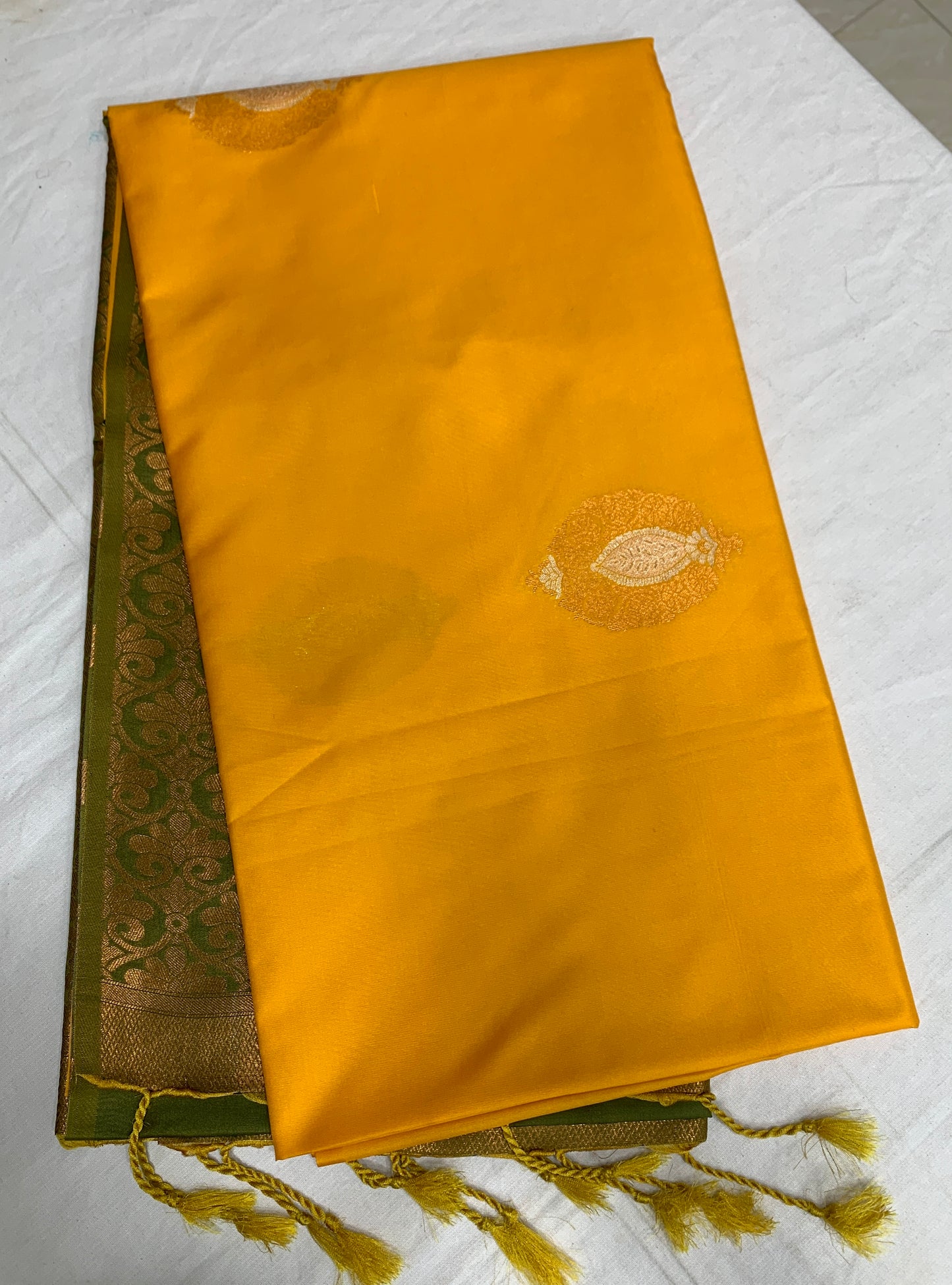 Soft Vegan Silk Saree Yellow Colour with Border less