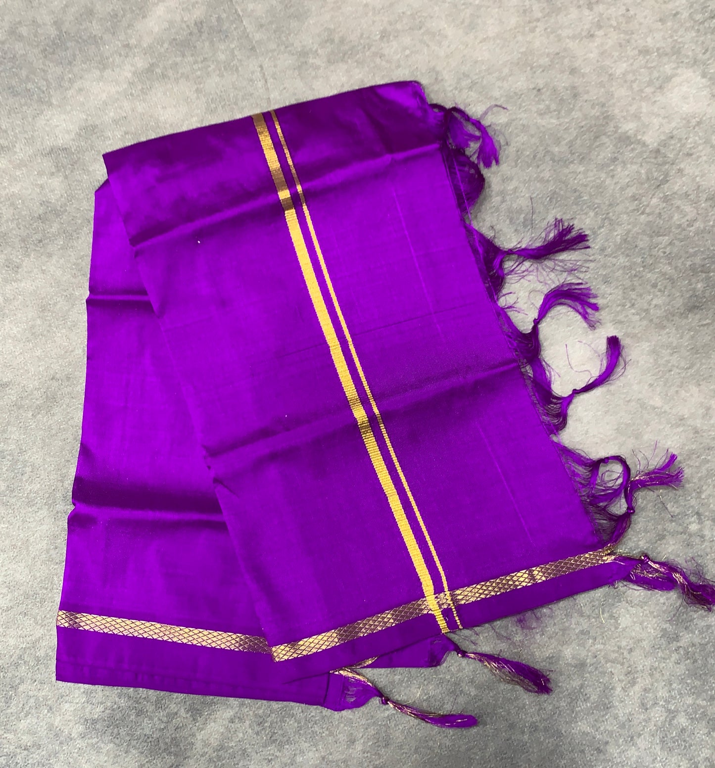 2 Mulam Silk Pooja Towel Purple Colour