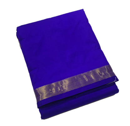 9X5 Pure Silk Dhoti Blue Colour Small Border