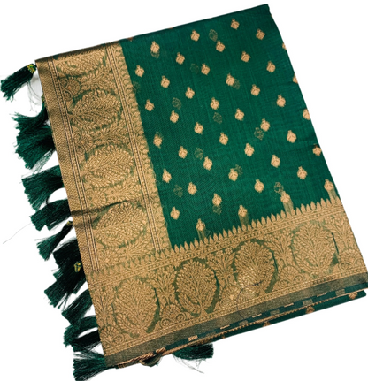 Banaras Katan Saree Green Colour