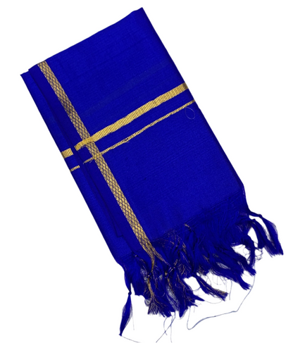 Silk Pooja Towel Blue Colour