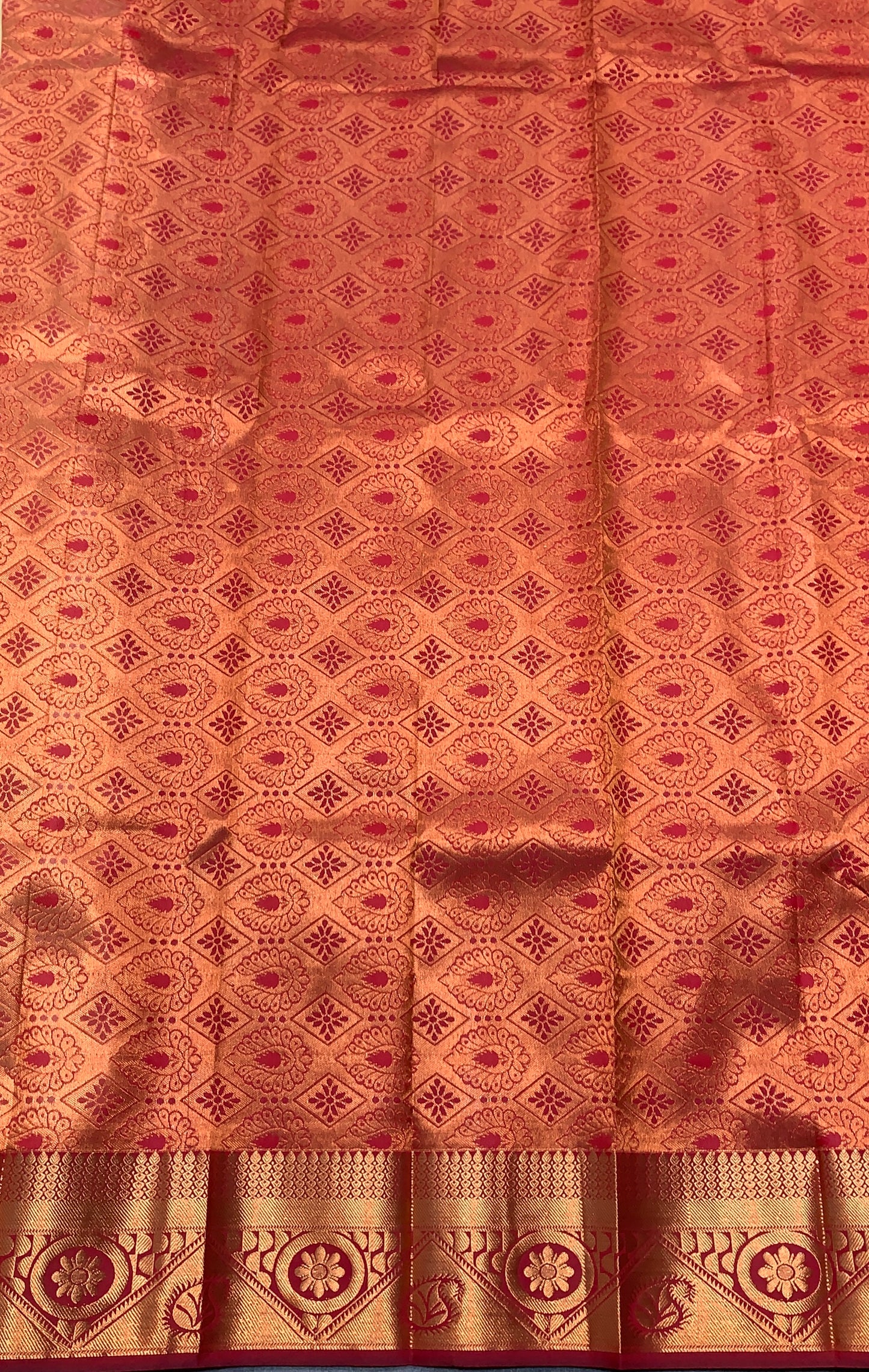 Vegan Silk Saree Light Sandal Colour Saree with Copper Border