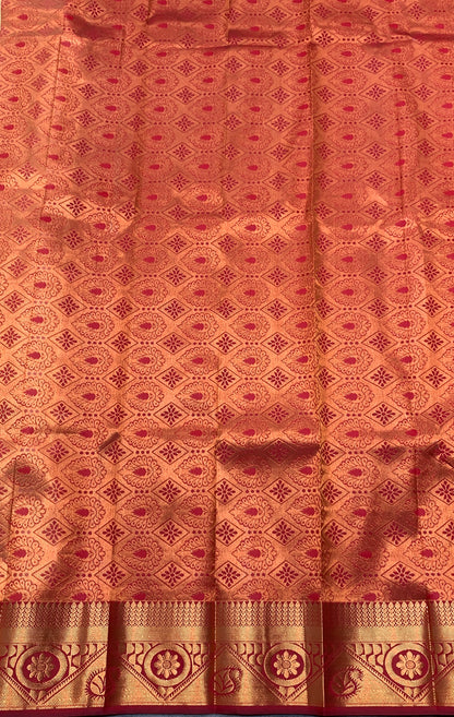 Vegan Silk Saree Light Sandal Colour Saree with Copper Border