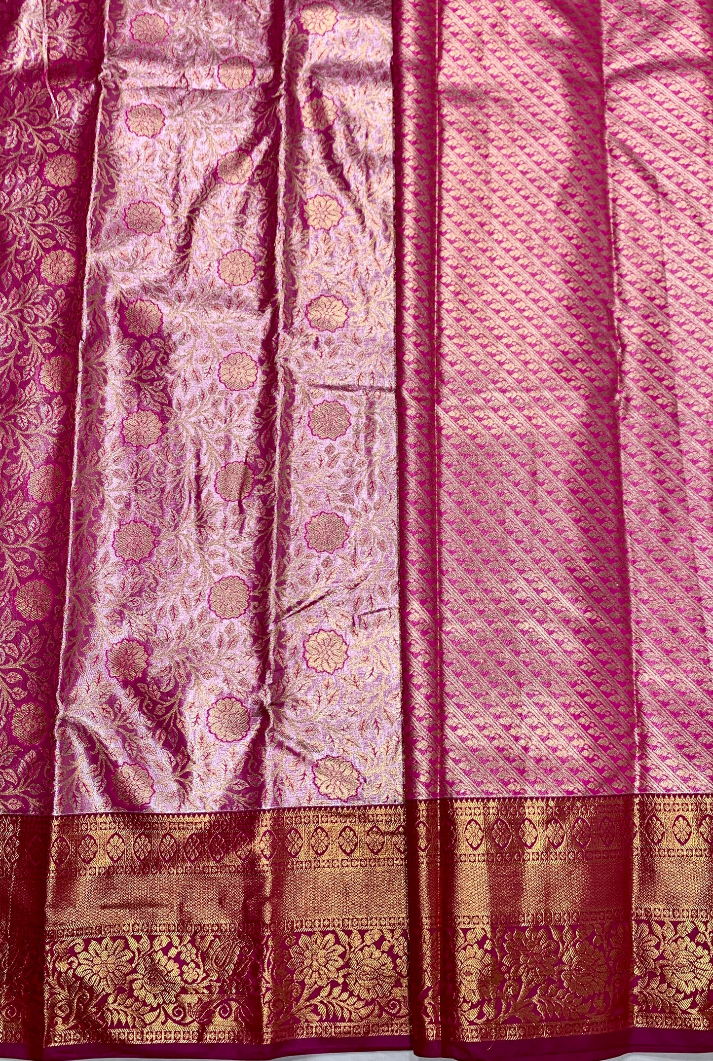 Baby Pink Colour Soft Kanchi Tissue Pattu Saree with Pink border