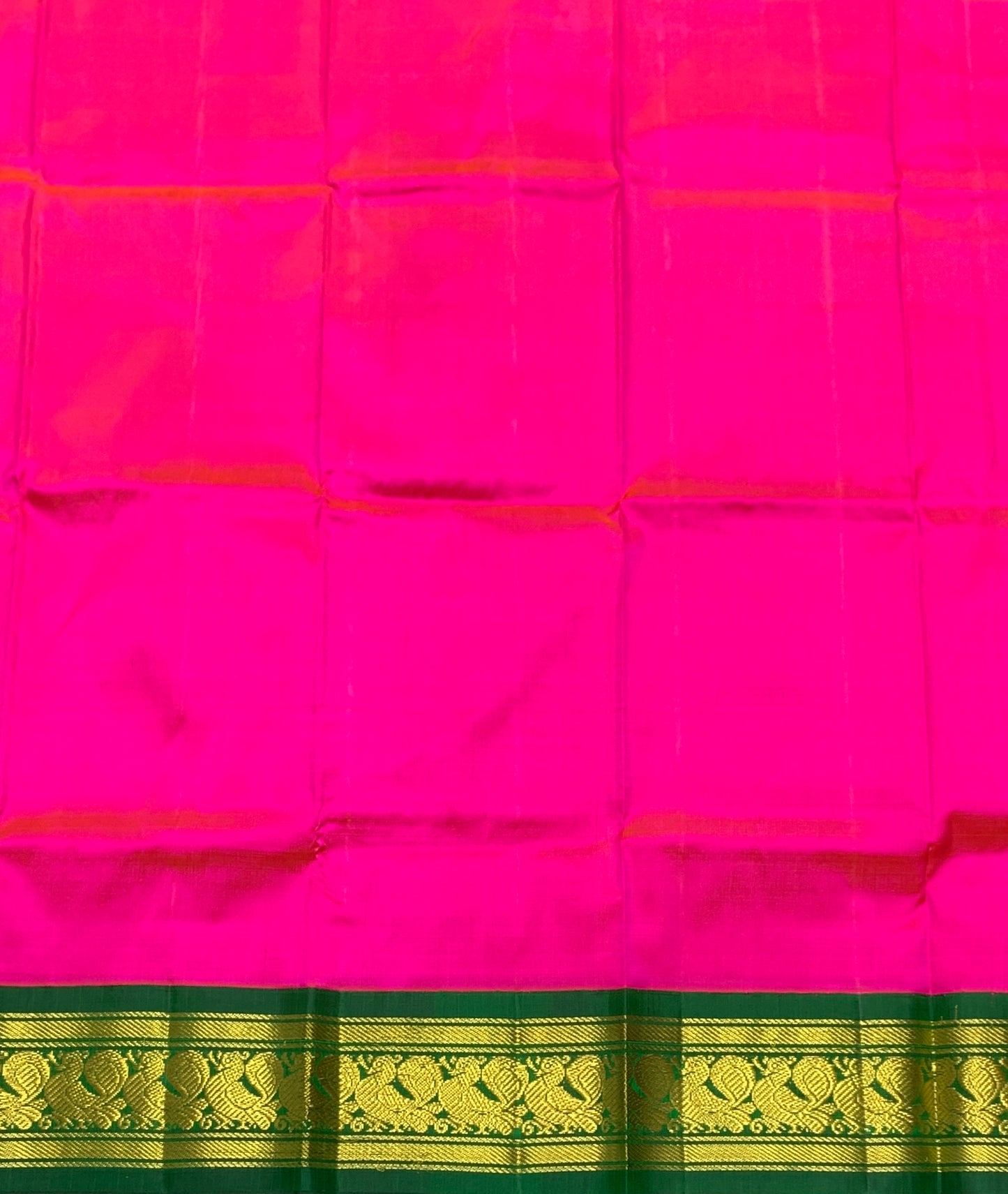 Rani Pink Shade Pure Kanchipuram Kids Pattu Pavadai with Contrast Border for age 2 to 5