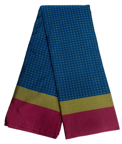 Arani Silk Saree Blue Colour with Pink and Golden Border