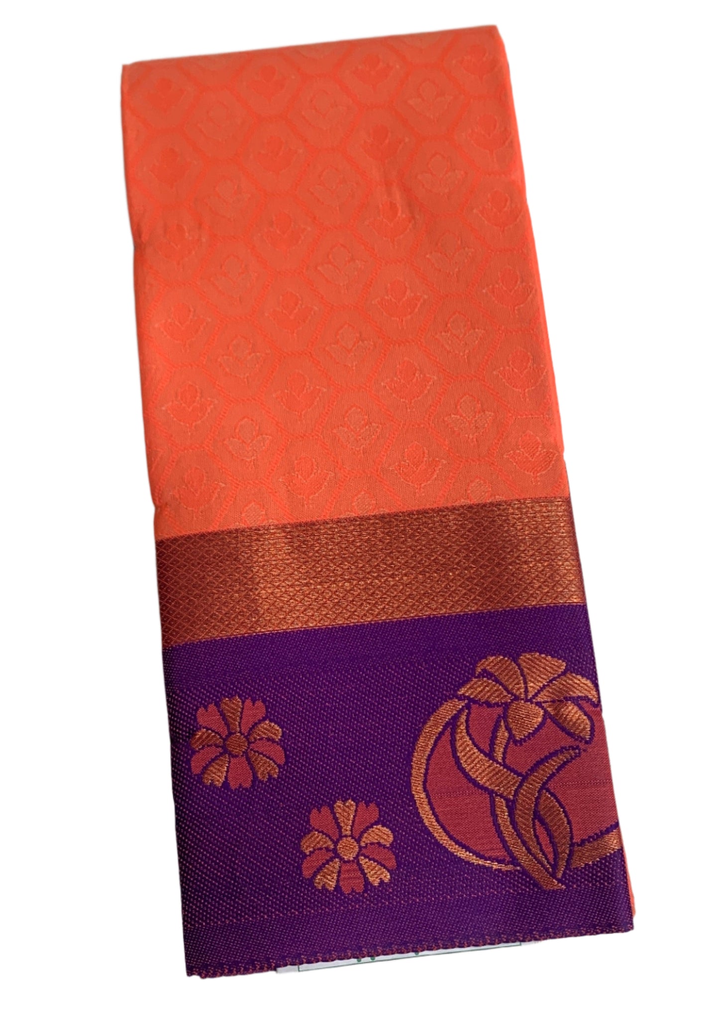 Synthetic Cotton Saree Peach Shade with Violet Border