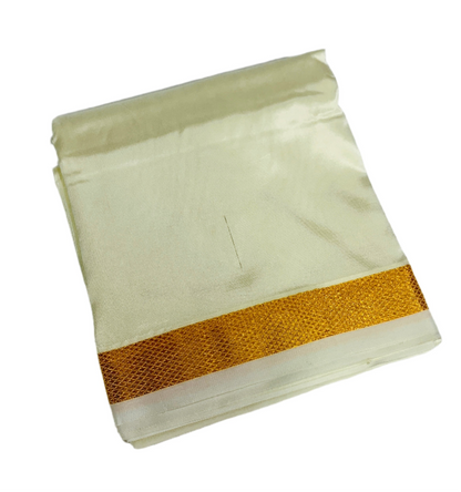 Art silk Dhoti 8 Mulam Cream Colour Small Border