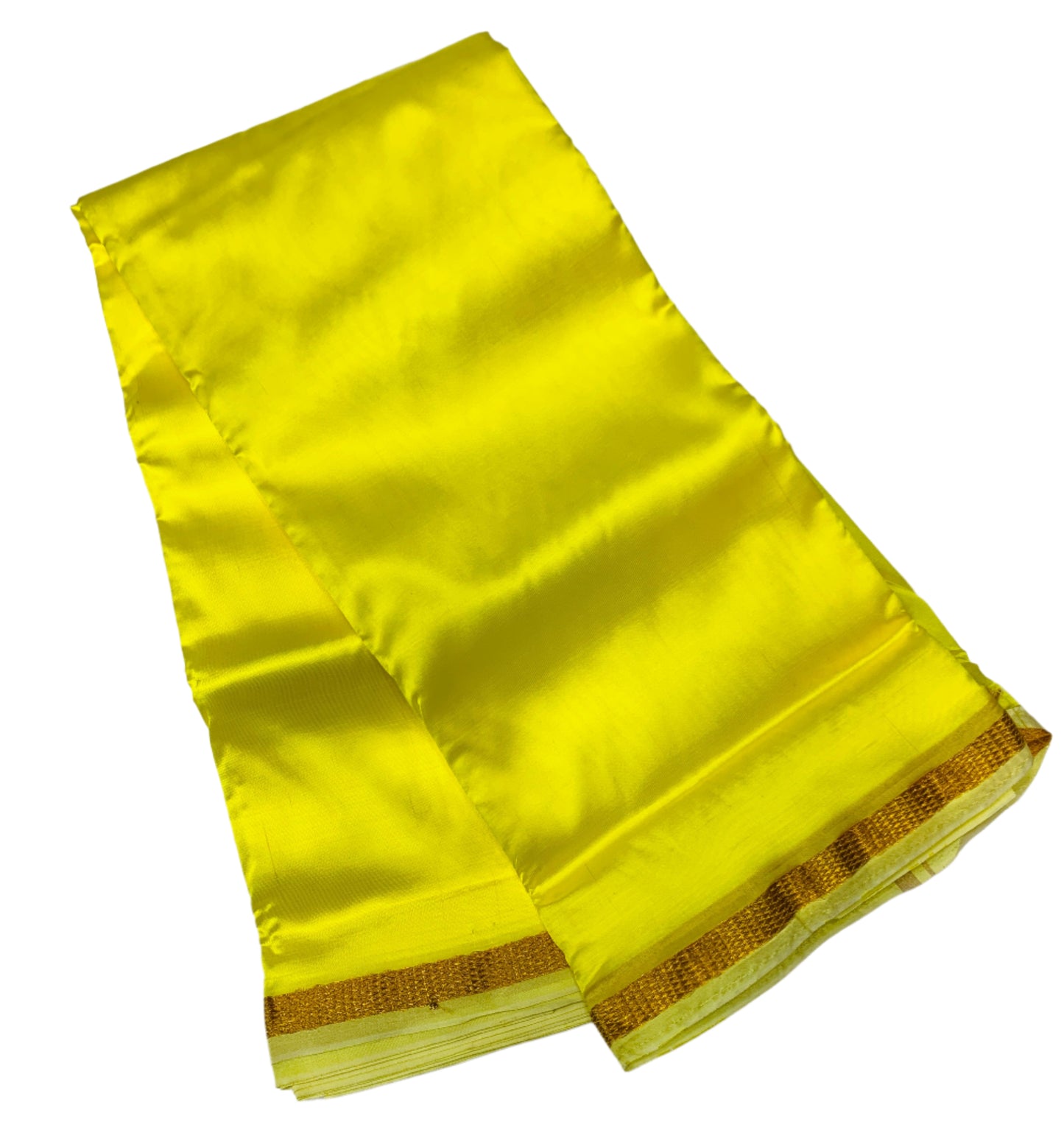 Art silk Dhoti 8 Mulam Yellow Colour Small Zari Border