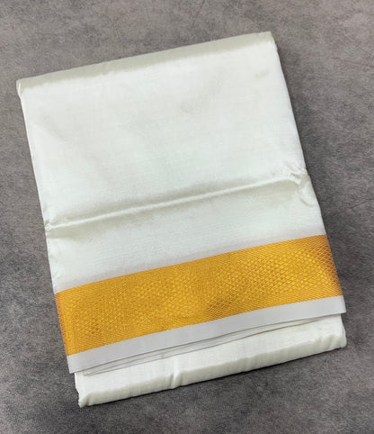 Semi Silk 8 Mulam Dhoti Cream Colour with Medium Border