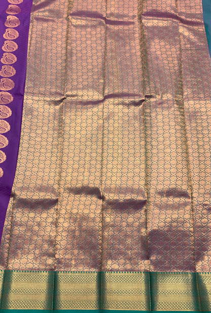 Vegan Silk Saree Magenta Colour Saree with Copper Border