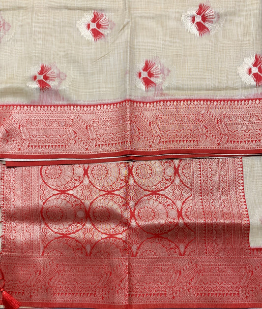 Banaras Katan Saree Tussar Colour with Katan Work Border