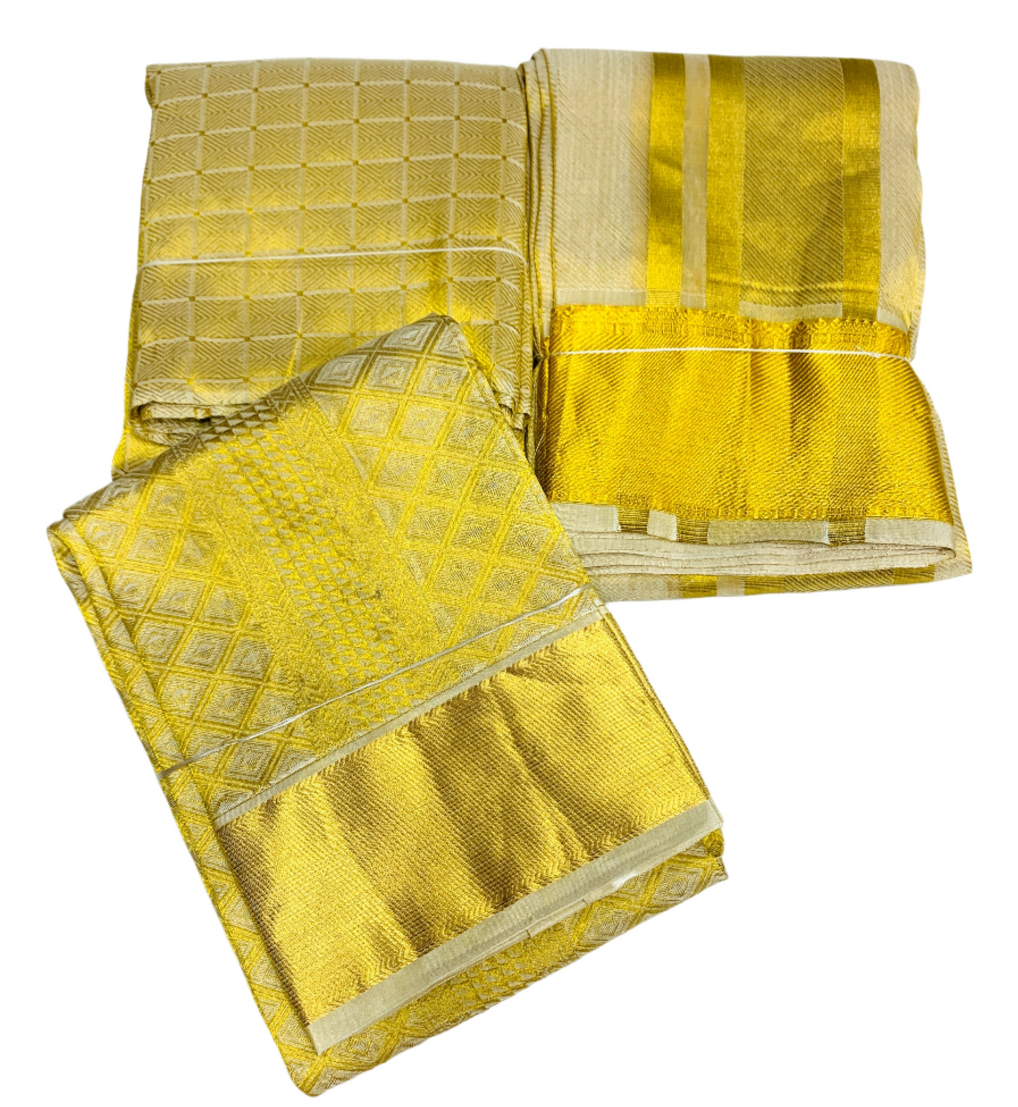 Pure Silk Tissue Dhoti with Angavastram and Matching Shirt Material Combo