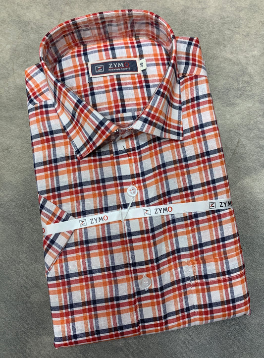 Half Sleeve 3 Colour Shirt with Checked Pattern