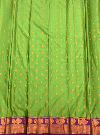 Soft Silk Casual Saree Olive Green with Magenta Colour Border