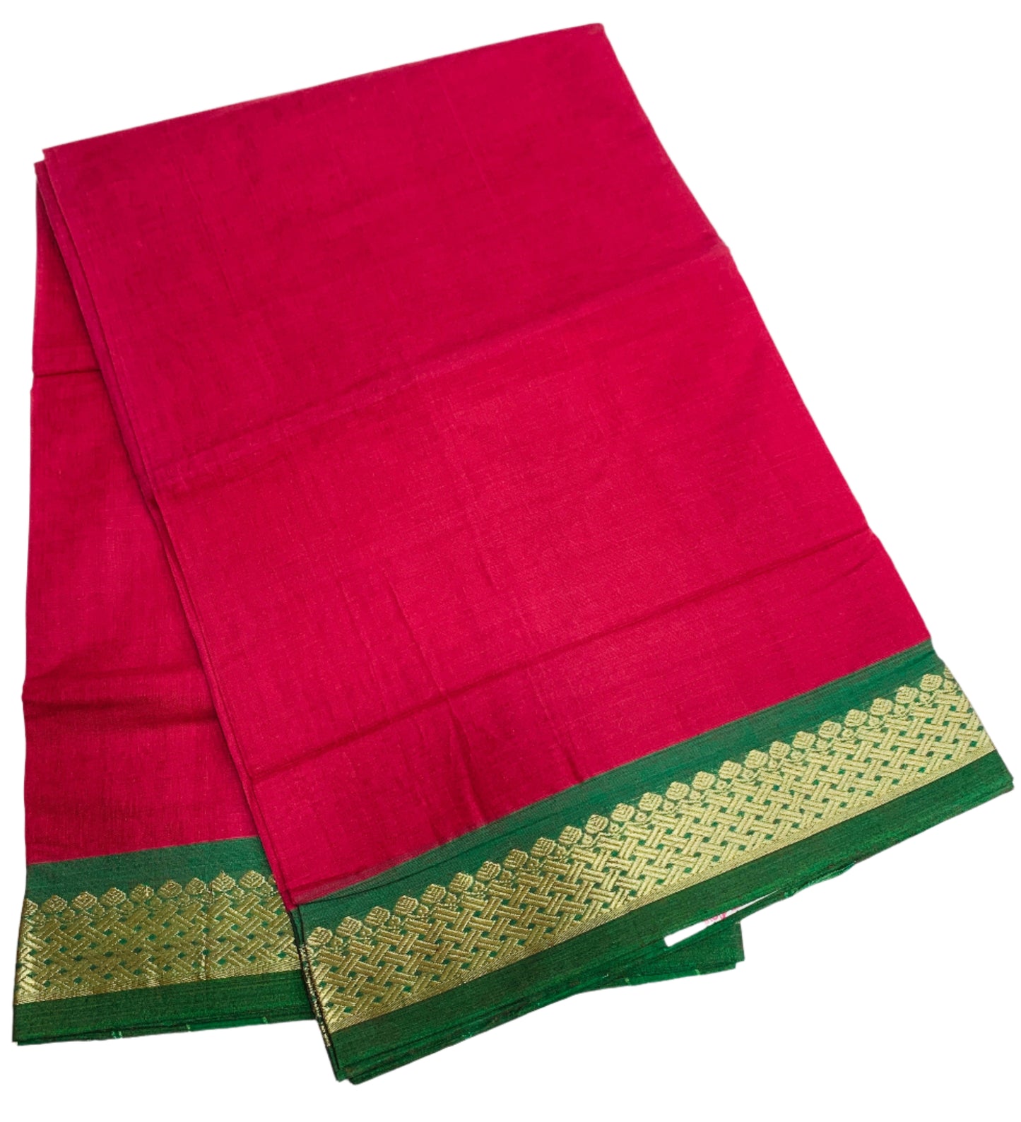 Chettinad Cotton Saree Maroon Shade with Green Border