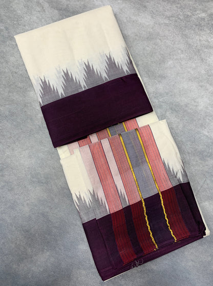 9X5 Cotton Unbleached dhoti with Angavastram