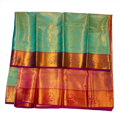 Vegan Silk Saree Pista Green Colour with Zari Border