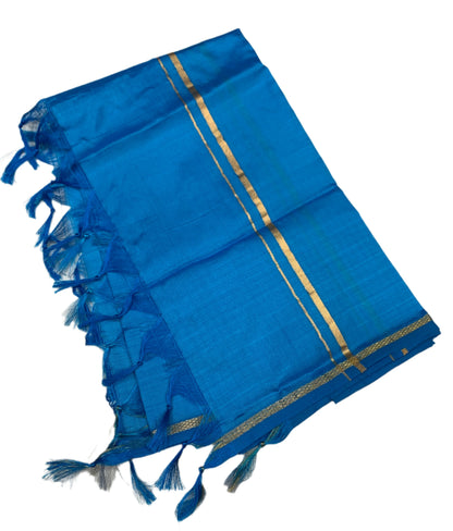 Silk Pooja Towel Sky Blue Colour