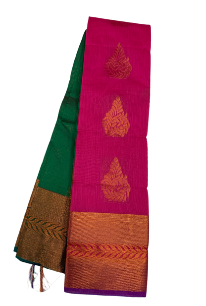 Rose Shade Silk Cotton Saree with Copper Zari Border