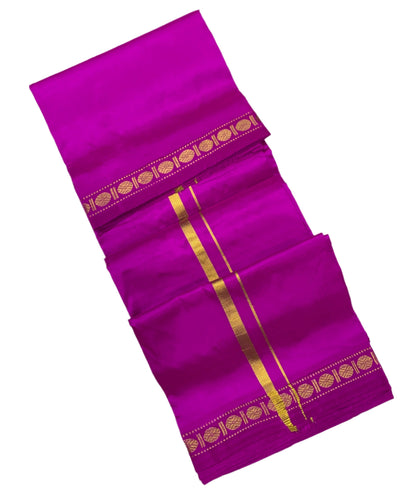 Silk Pooja Towel Magenta colour