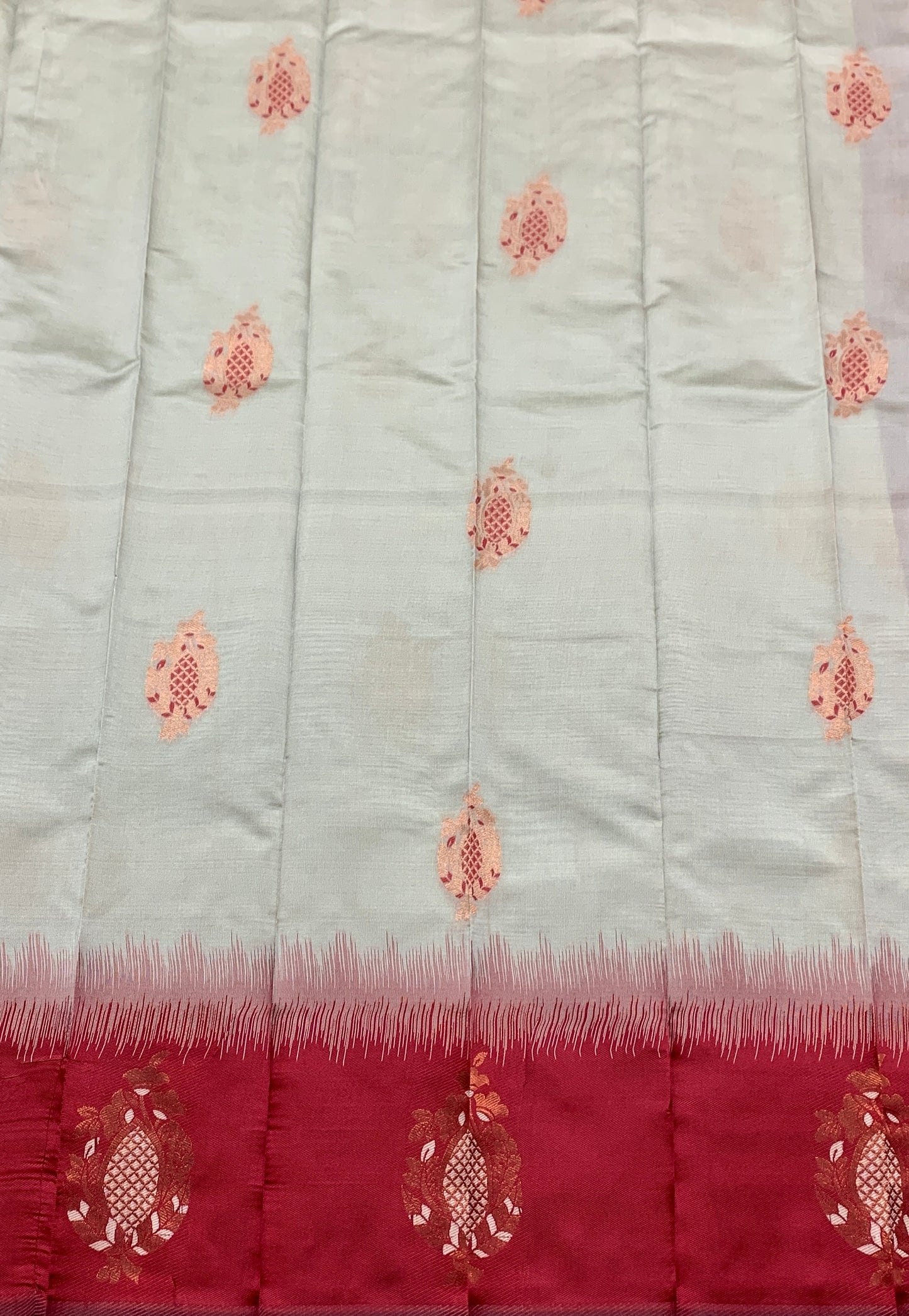Ivory Colour Art Silk Saree with Maroon Border