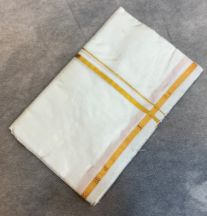 4 Mulam Silk Pooja Towel Cream Colour with Zari Border