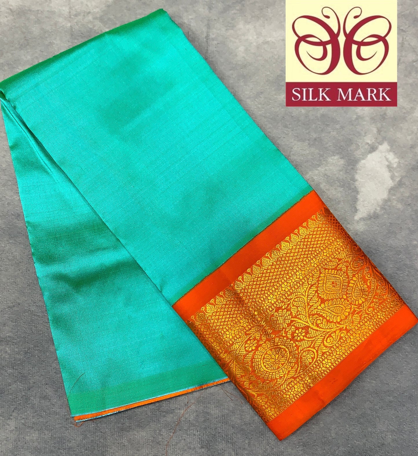 Sapphire shade Pure Kanchipuram Kids Pattu Pavadai with Contrast Border for Newborn to 2 Years