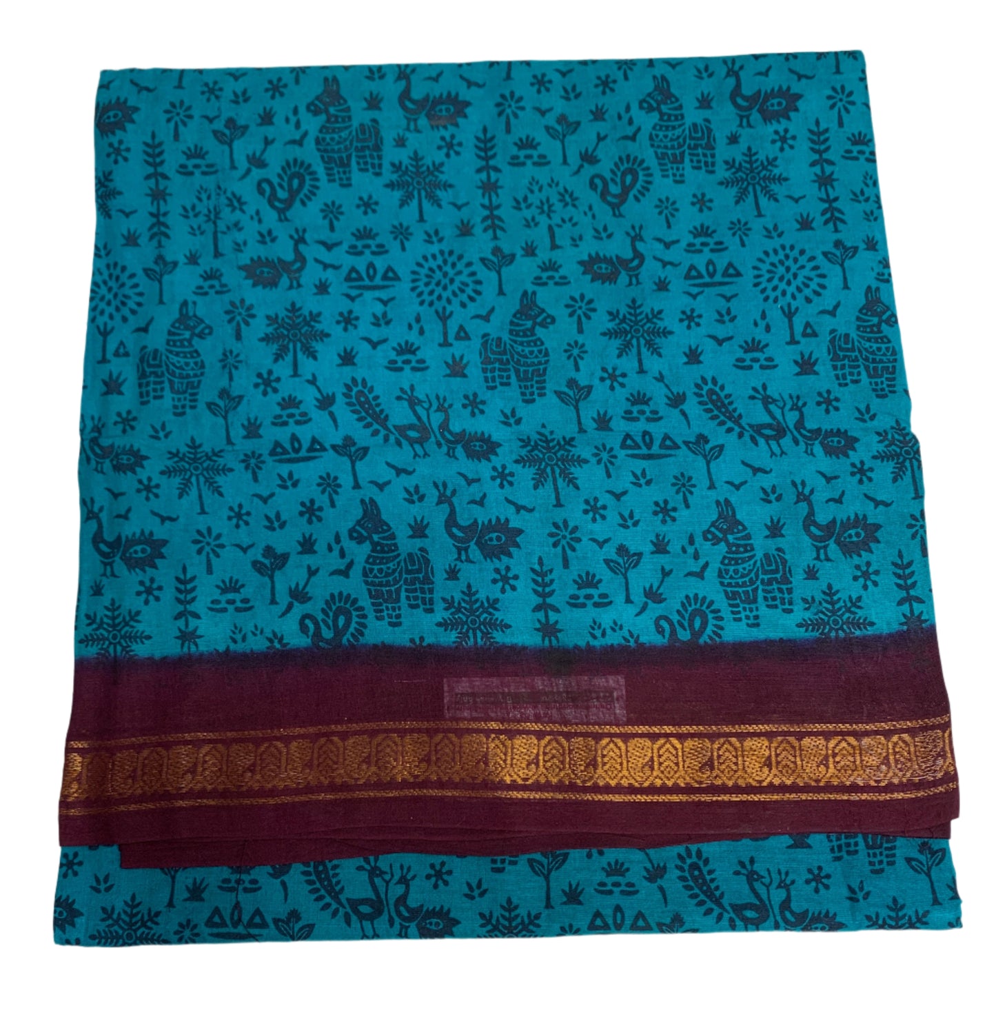 Chettinad Sungudi Cotton Sky Blue Colour with Magenta Border