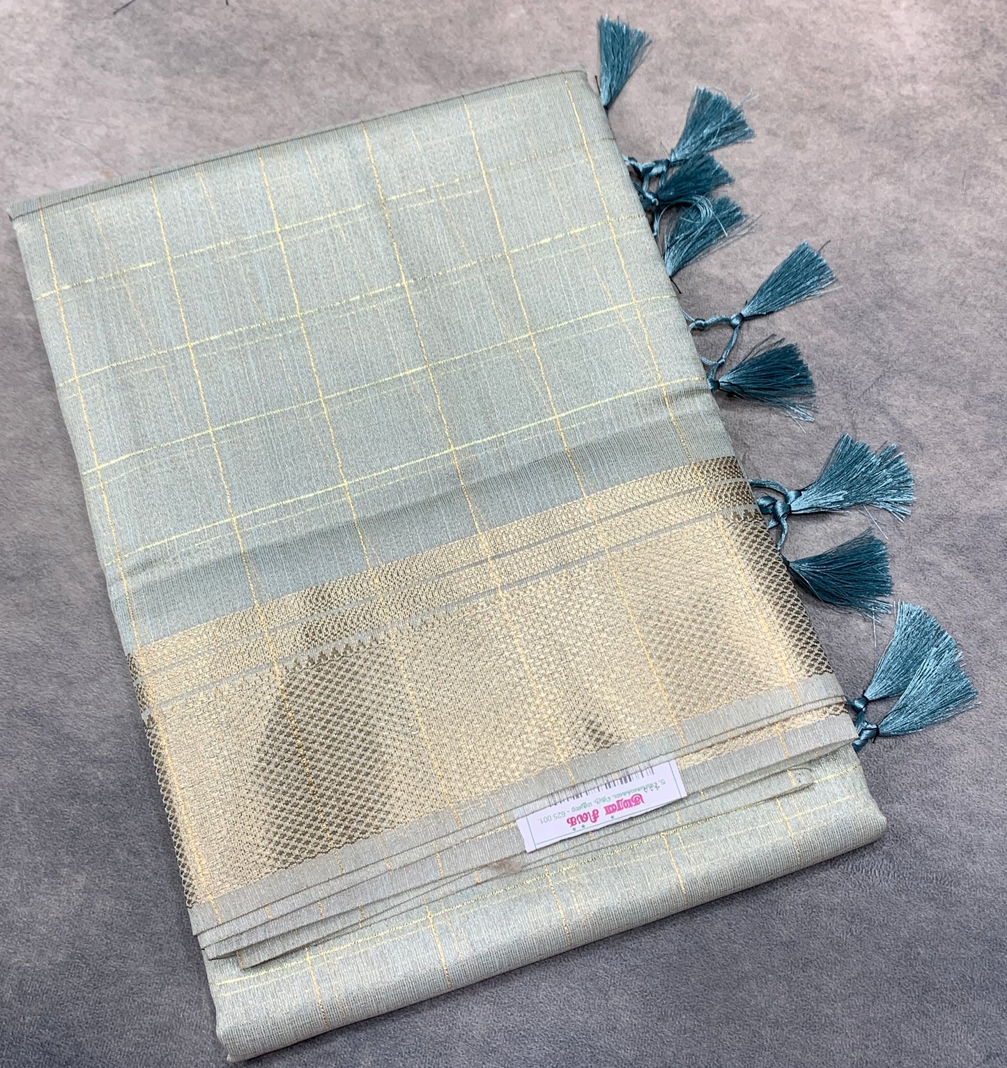 Banaras Katan Saree Light Sky Blue Colour with Katan Work Border