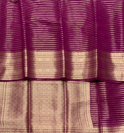 Georgette Saree Magenta Colour with Sliver Floral Design Border