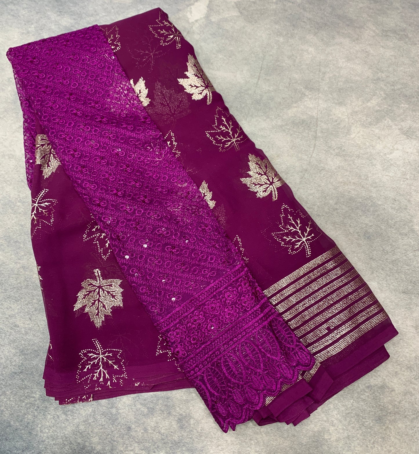 Magenta Colour Saree with Golden Colour border