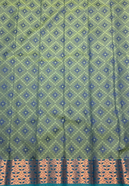 Synthetic Cotton Saree Gray Shade with Copper Border