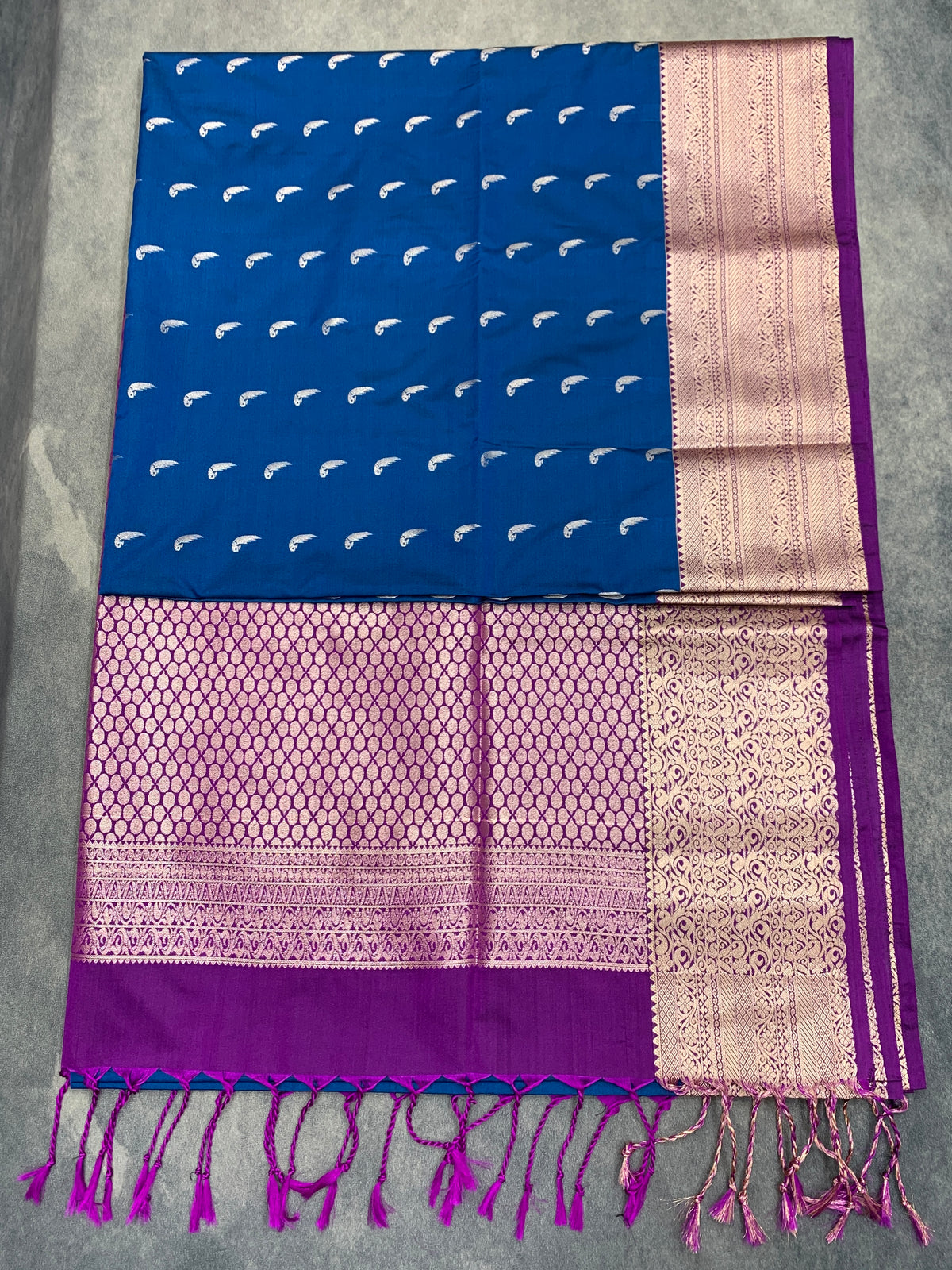 Art Silk Saree Sky Blue Colour with Purple Colour Border