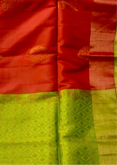 Soft Silk Saree Dark peach Colour