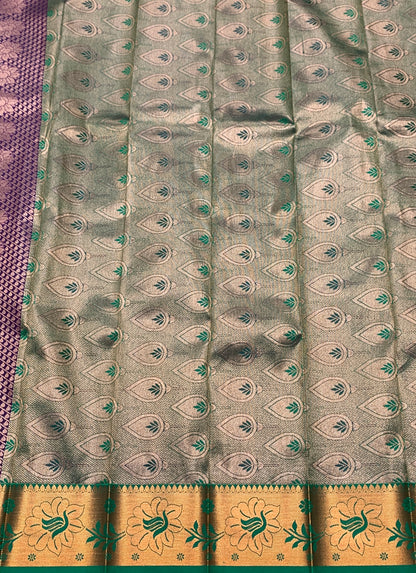 Vegan Silk Saree Brown Colour Saree with Copper Border