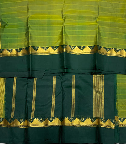 Pure Kanchipuram Silk Saree Olive Green shade with Green Border