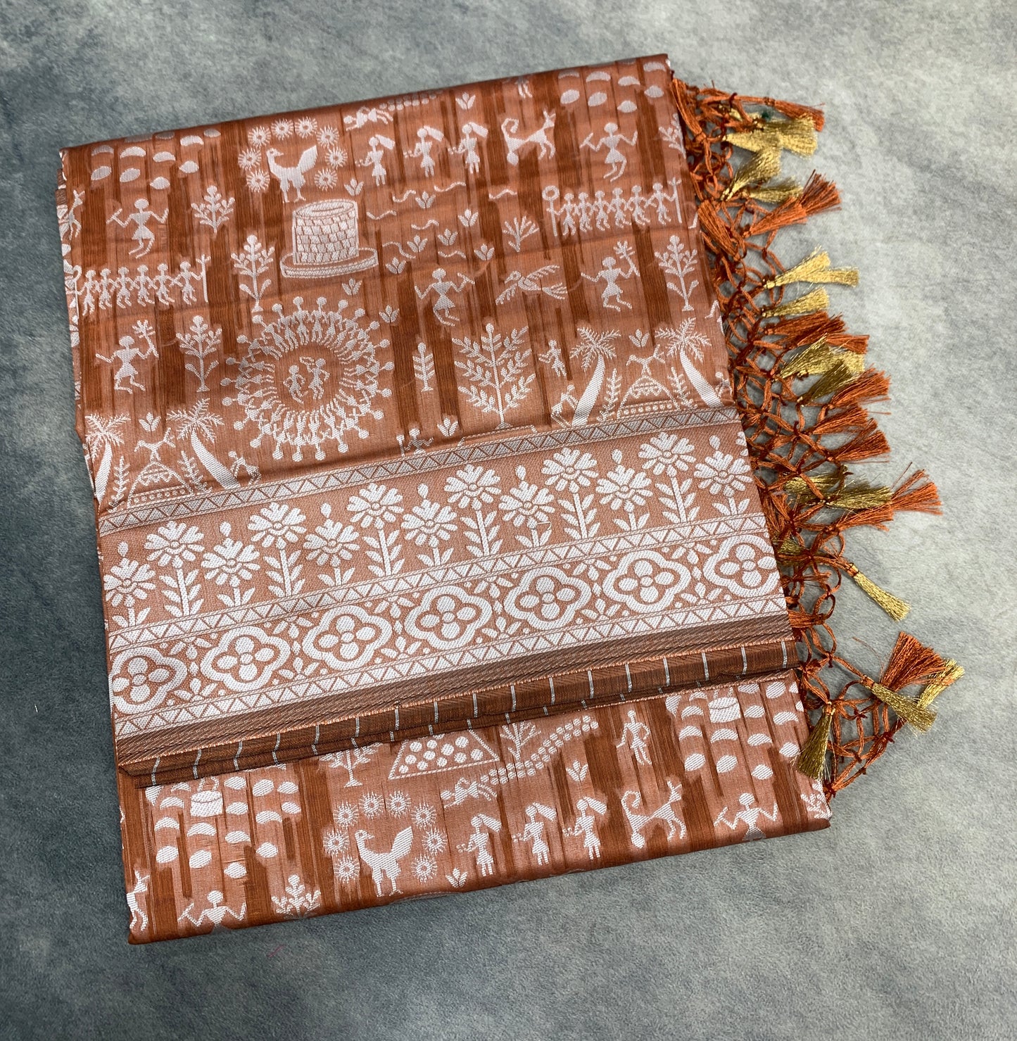 Banaras Katan Saree Brown Colour with Katan Work Border