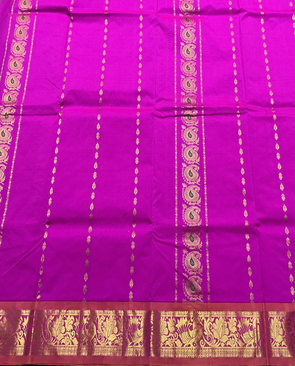 Pink shade Semi Silk Kids Pattu Pavadai with Contrast border for age above 10 years