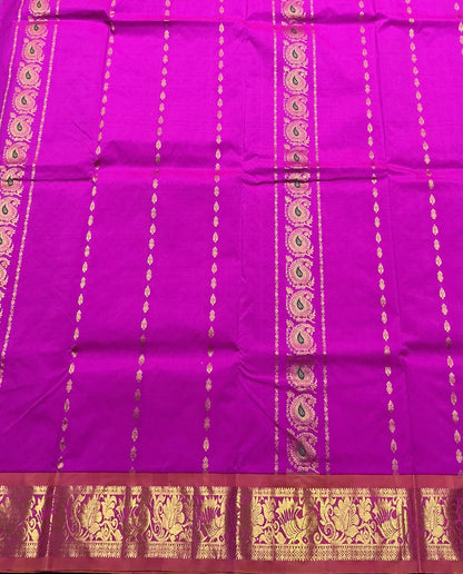 Pink shade Semi Silk Kids Pattu Pavadai with Contrast border for age above 10 years