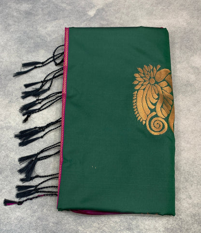 Art Silk Saree Green Colour with Borderless