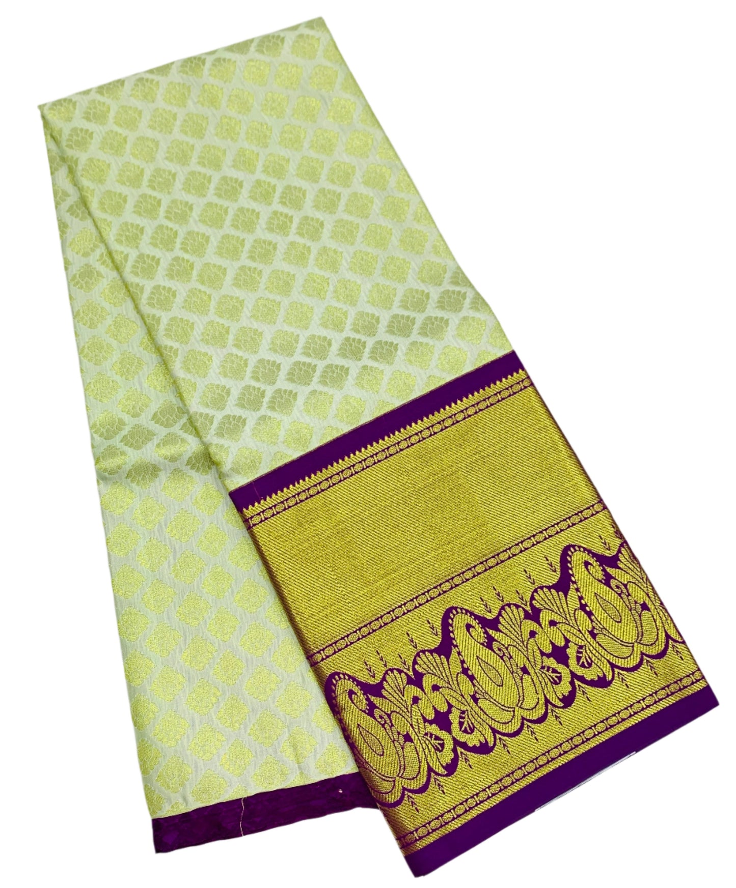 Ivory shade Vegan Silk Kids Pattu Pavadai with Contrast border for age above 10 years