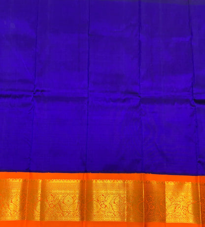 Blue shade Pure Kanchipuram Kids Pattu Pavadai with Contrast Border for Newborn to 2 Years