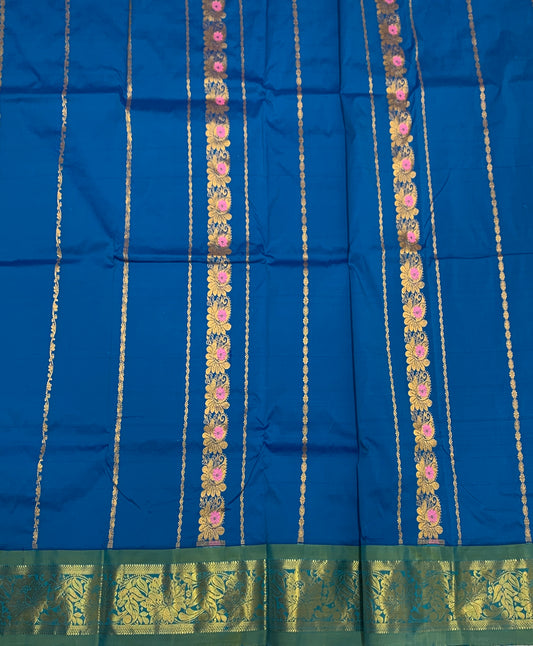 Sky Blue shade Semi silk Kids Pattu Pavadai with Self border for age 5 to 10